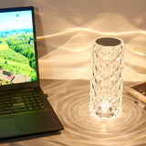 LED Crystal Table Desk Lamp, Modern Bedside Table Lamp, for Living Room Bedroom Dining Room Kitchen